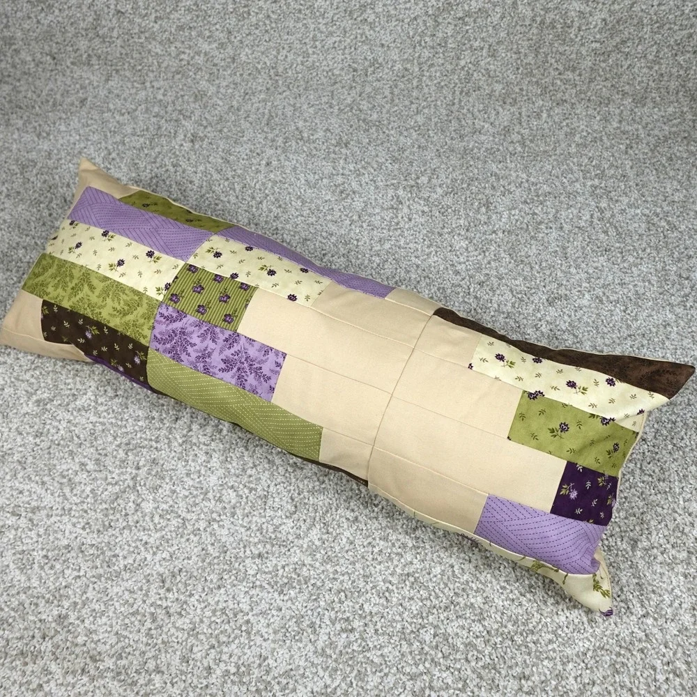 Handmade‎ Patchwork Quilt Lumbar Pillow Mystic Floral Pattern 27.5x10.5